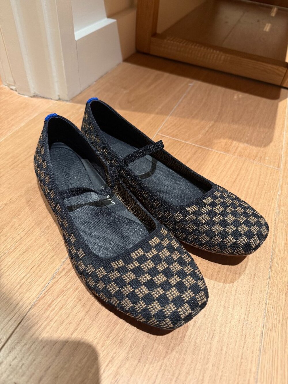 Rothy's Black and Tan Check Ballet Flats